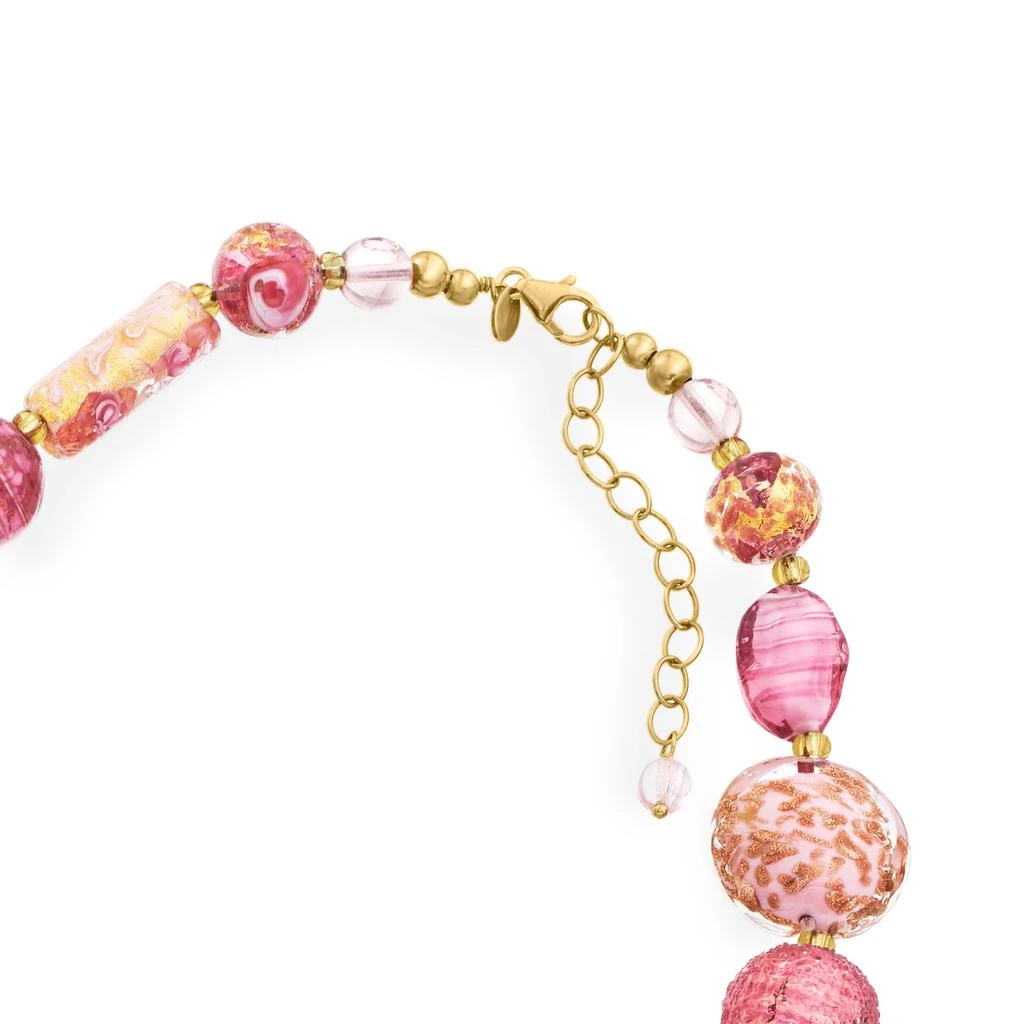 商品Ross-Simons|Italian Pink and Gold Murano Glass Bead Necklace in 18kt Gold Over Sterling,价格¥1660,第4张图片详细描述