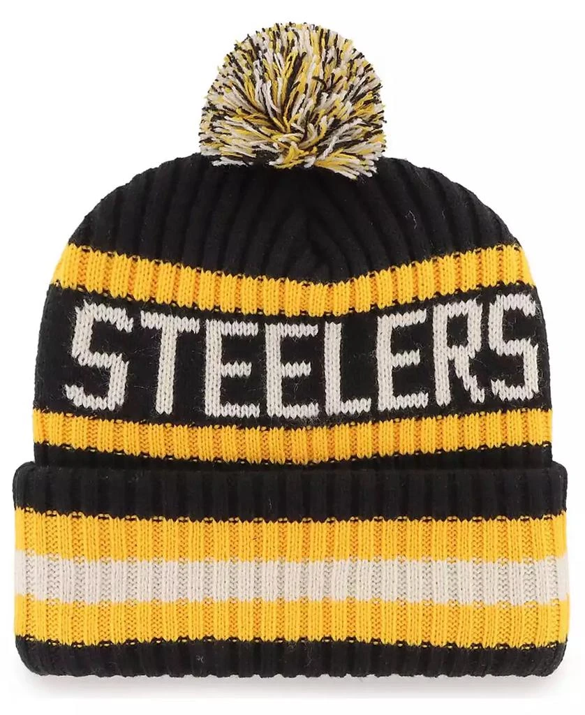 商品47 Brand|Men's Black Pittsburgh Steelers Bering Cuffed Knit Hat with Pom,价格¥258,第2张图片详细描述