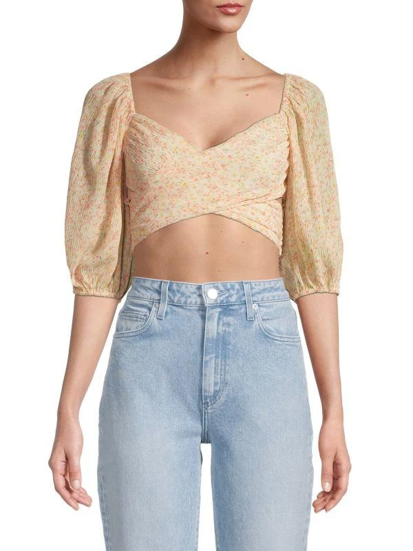 商品Lush|Crossover Floral-Print Crop Top,价格¥101,第1张图片
