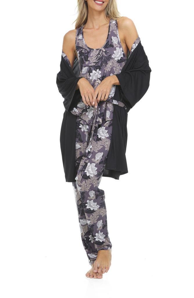 商品Flora Nikrooz|Payton Robe, Tank Top, & Pants Travel 3-Piece Pajama Set,价格¥184,第5张图片详细描述