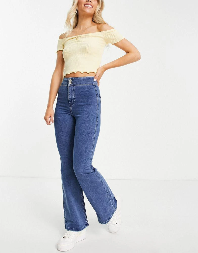 商品Topshop|Topshop Petite mid blue flared Joni jeans,价格¥224,第4张图片详细描述