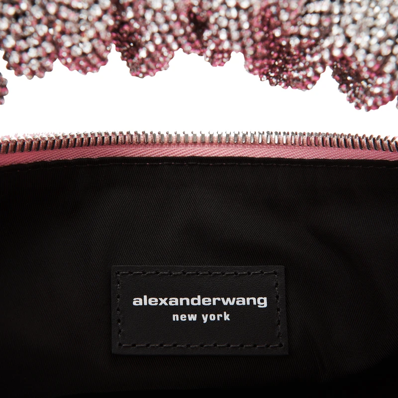商品[国内直发] Alexander Wang|alexander wang亚历山大王 同色系刺绣徽标 天鹅绒水晶装饰 手提包 迷你 女款 粉色,价格¥5281,第6张图片详细描述