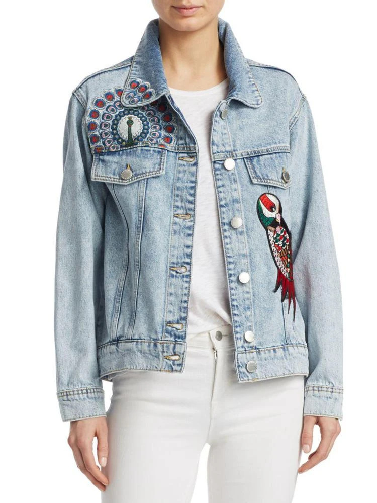 商品Maje|Baltimore Embroidered Denim Jacket,价格¥1425,第1张图片