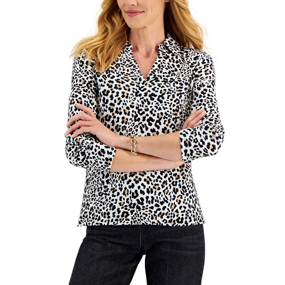 商品Charter Club|Petite Feline Spots Print Top, Created for Macy's,价格¥70,第1张图片