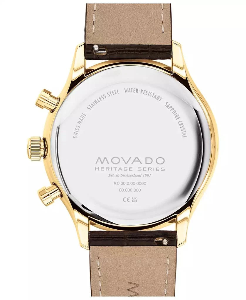 商品Movado|Men's Heritage Circa Swiss Quartz Chronograph Brown Genuine Leather Strap Watch 43mm,价格¥7408,第3张图片详细描述