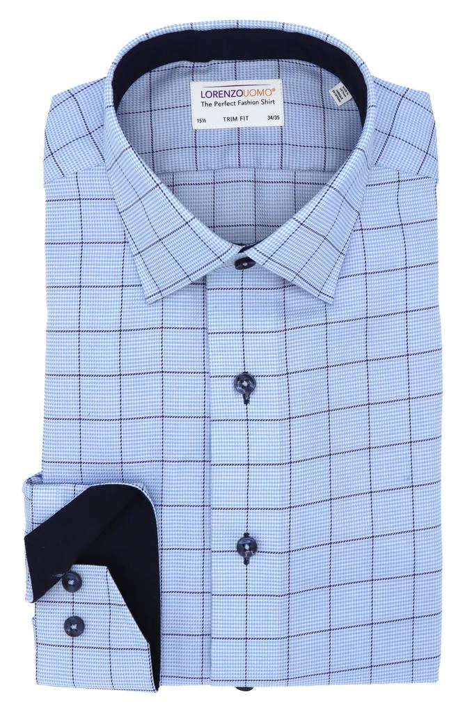 商品Lorenzo Uomo|Oxford Windowpane Trim Fit Dress Shirt,价格¥378,第3张图片详细描述