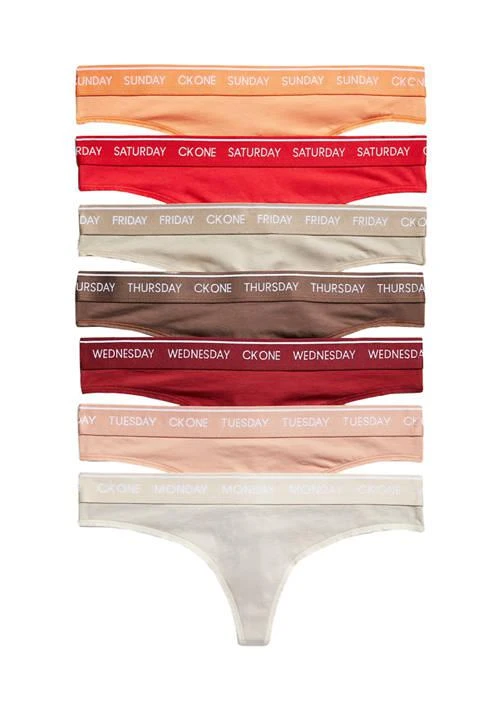 商品Calvin Klein|Klein Ck One Days Of The Week Thongs   7 Pack,价格¥164,第1张图片