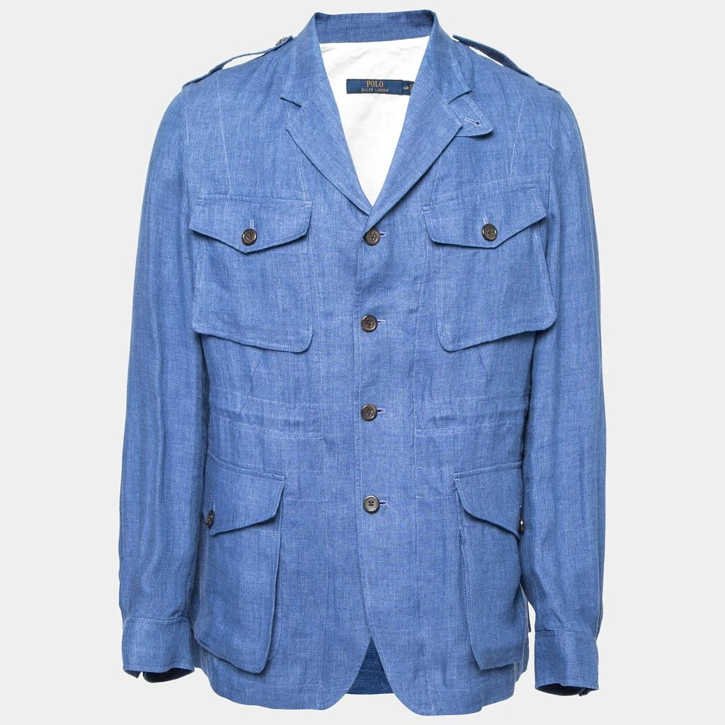 商品[二手商品] Ralph Lauren|Polo Ralph Lauren Blue Linen Side Slit Button Front Jacket XS,价格¥1215,第1张图片