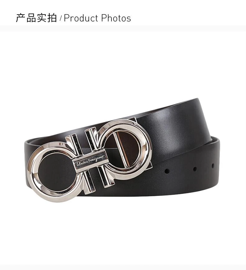 商品Salvatore Ferragamo|香港直邮Salvatore Ferragamo菲拉格慕黑色男士牛皮腰带休闲百搭,价格¥6288,第4张图片详细描述