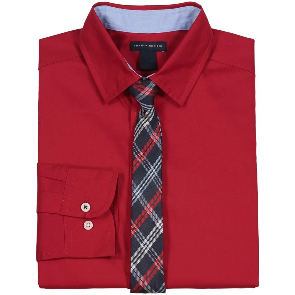 商品Tommy Hilfiger|Big Boys Long Sleeve Stretch Solid Poplin Shirt and Tie,价格¥267,第2张图片详细描述