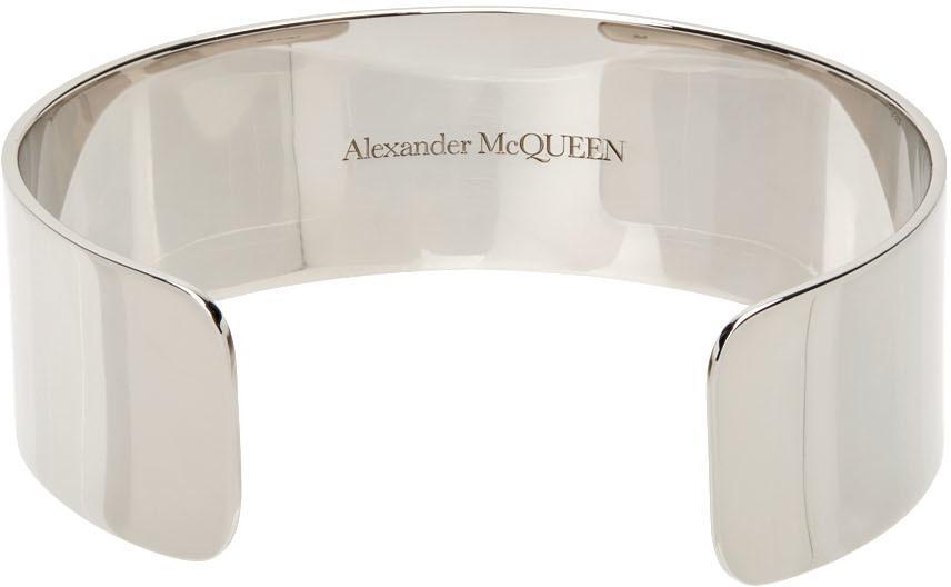 商品Alexander McQueen|Silver Wide Cuff Bracelet,价格¥1772,第6张图片详细描述