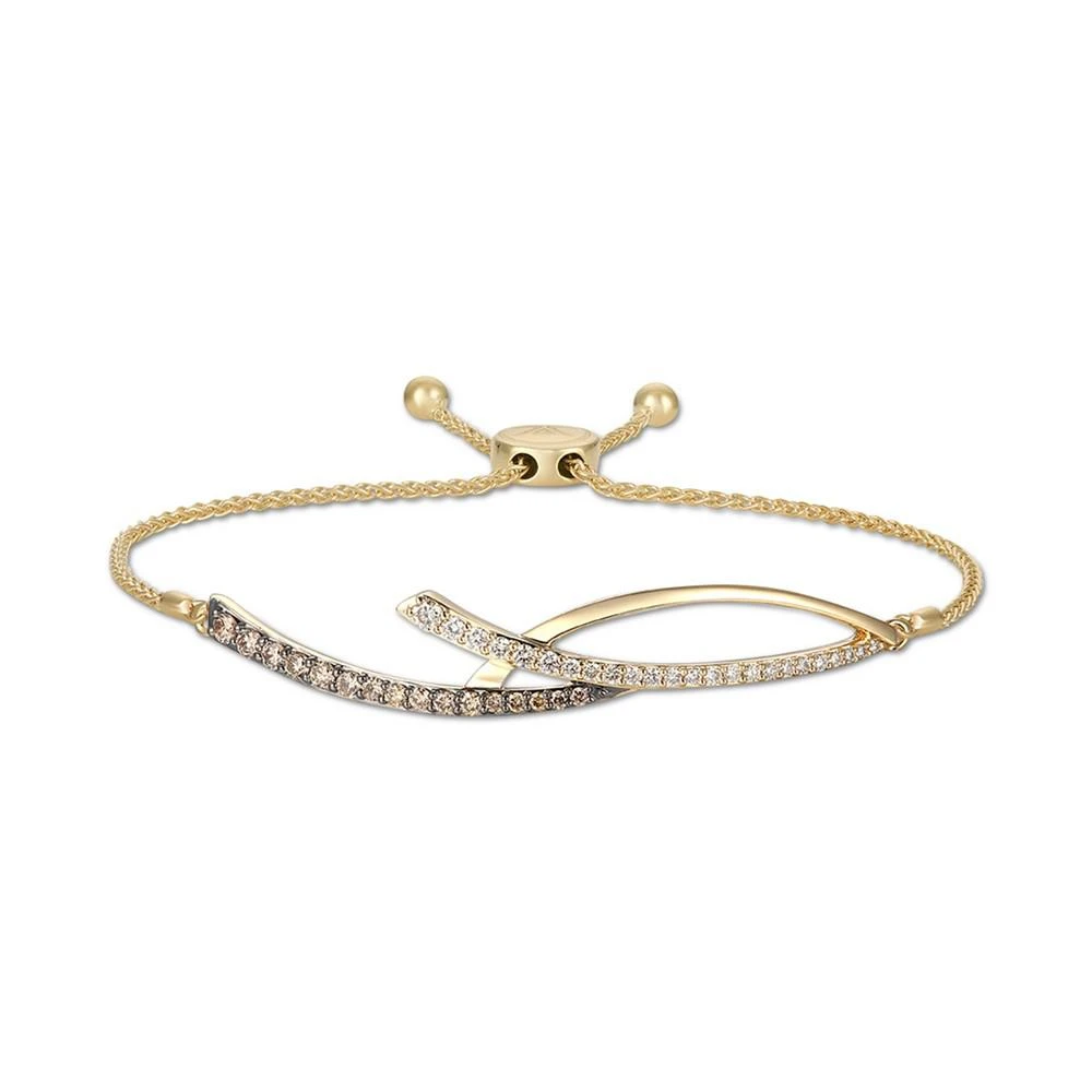 商品Le Vian|Chocolatier® Chocolate Diamond (1/4 ct. t.w.) & Vanilla Diamond (1/5 ct. t.w.) Arched Bolo Bracelet in 14k Gold,价格¥41476,第1张图片