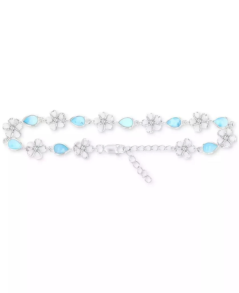商品Macy's|Larimar (1-1/2 ct. t.w.) & Cubic Zirconia Flower Link Bracelet in Sterling Silver,价格¥758,第3张图片详细描述