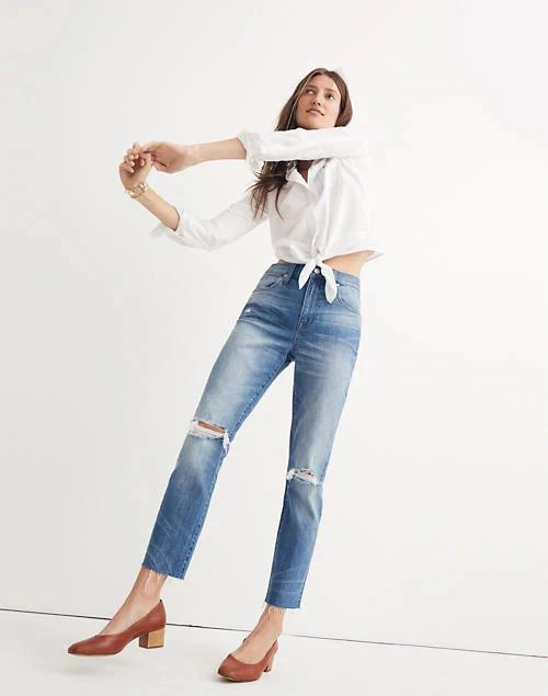 商品Madewell|The High-Rise Slim Crop Boyjean: Knee-Rip Edition,价格¥555,第2张图片详细描述