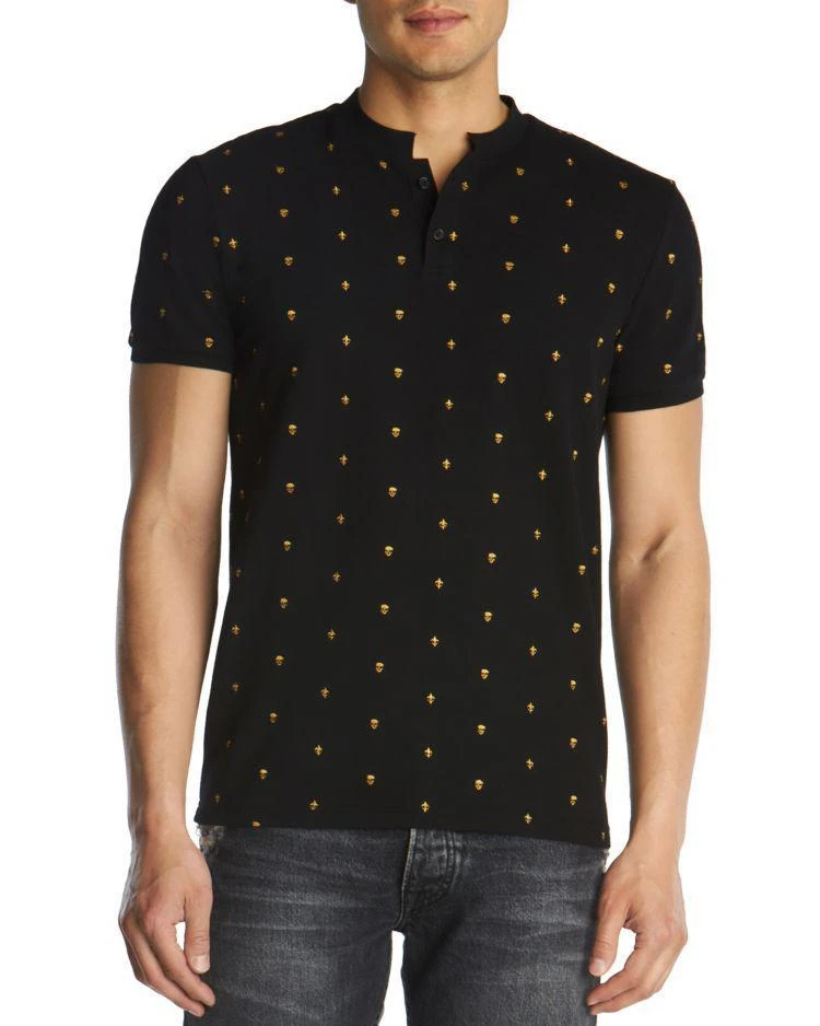 商品The Kooples|Skull & Fleur-de-Lis Embroidered Regular Fit Polo,价格¥1046,第1张图片