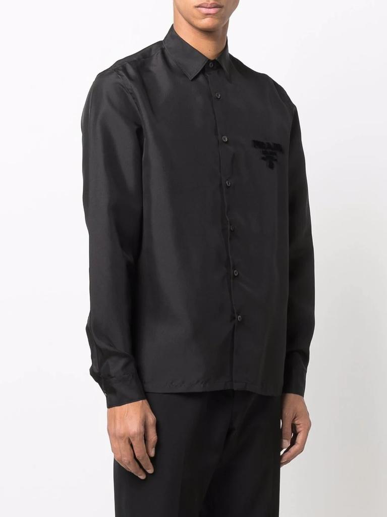 PRADA embroidered-logo silk shirt商品第4张图片规格展示