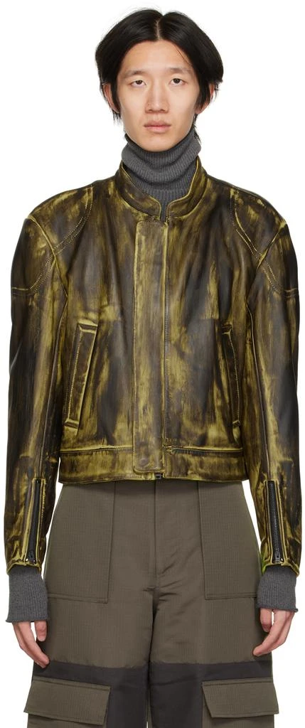 商品Acne Studios|Yellow Lawondo Moto Leather Jacket,价格¥12702,第1张图片