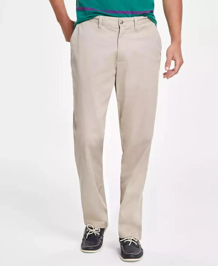 Men's Classic-Fit Stretch Solid Flat-Front Chino Deck Pants 商品