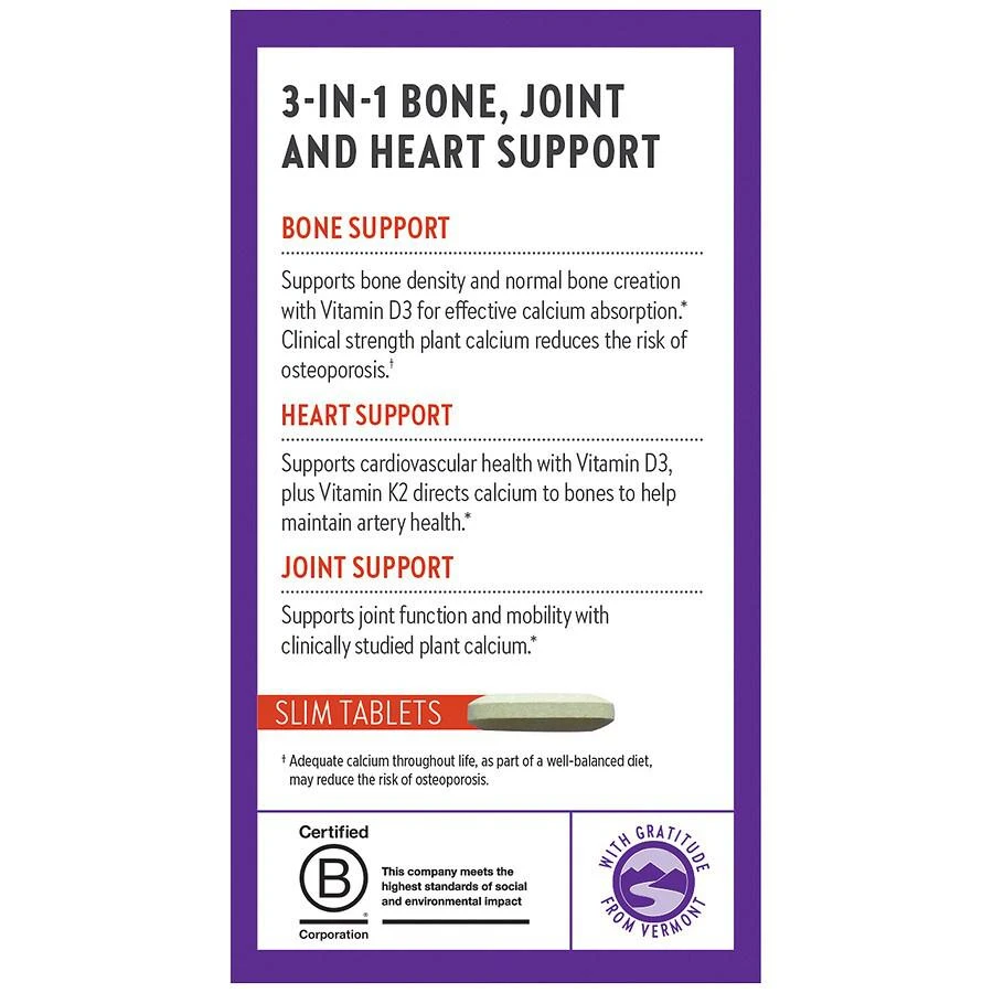 商品New Chapter|Bone Strength Take Care, Organic Plant Calcium Supplement, Slim Tabs,价格¥315,第2张图片详细描述