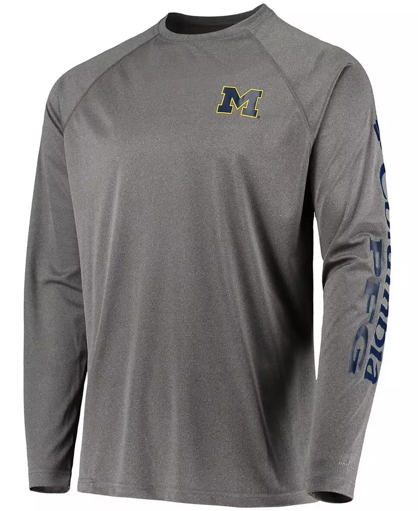 商品Columbia|Men's Charcoal Michigan Wolverines PFG Terminal Tackle Omni-Shade Long Sleeve T-shirt,价格¥247,第2张图片详细描述