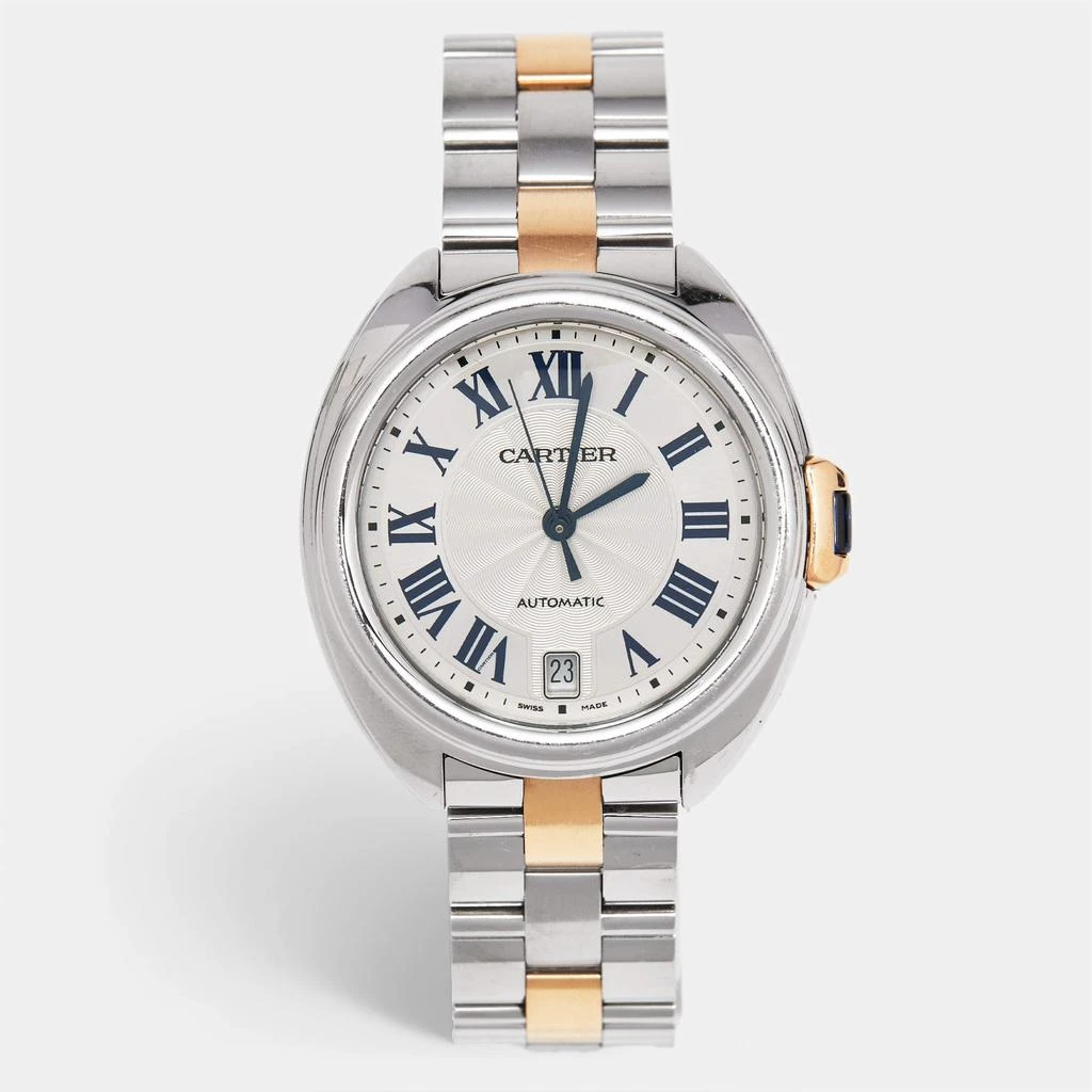 商品[二手商品] Cartier|Cartier Silver 18K Rose Gold Stainless Cle de Cartier W2CL0003 Unisex Wristwatch 35 mm,价格¥32285,第1张图片