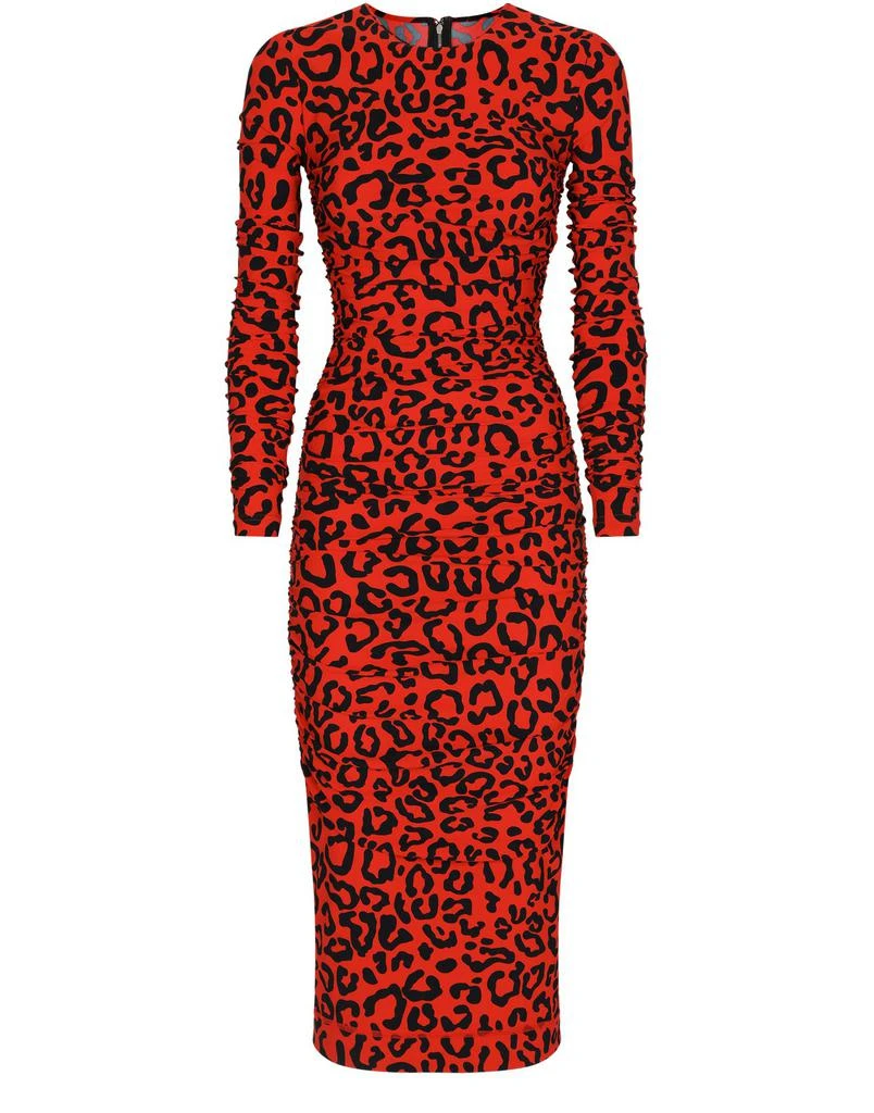 商品Dolce & Gabbana|豹纹平纹针织及膝连衣裙,价格¥10718,第1张图片