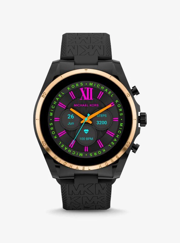 商品Michael Kors|Gen 6 Bradshaw Black-Tone and Logo Silicone Smartwatch,价格¥2425,第1张图片