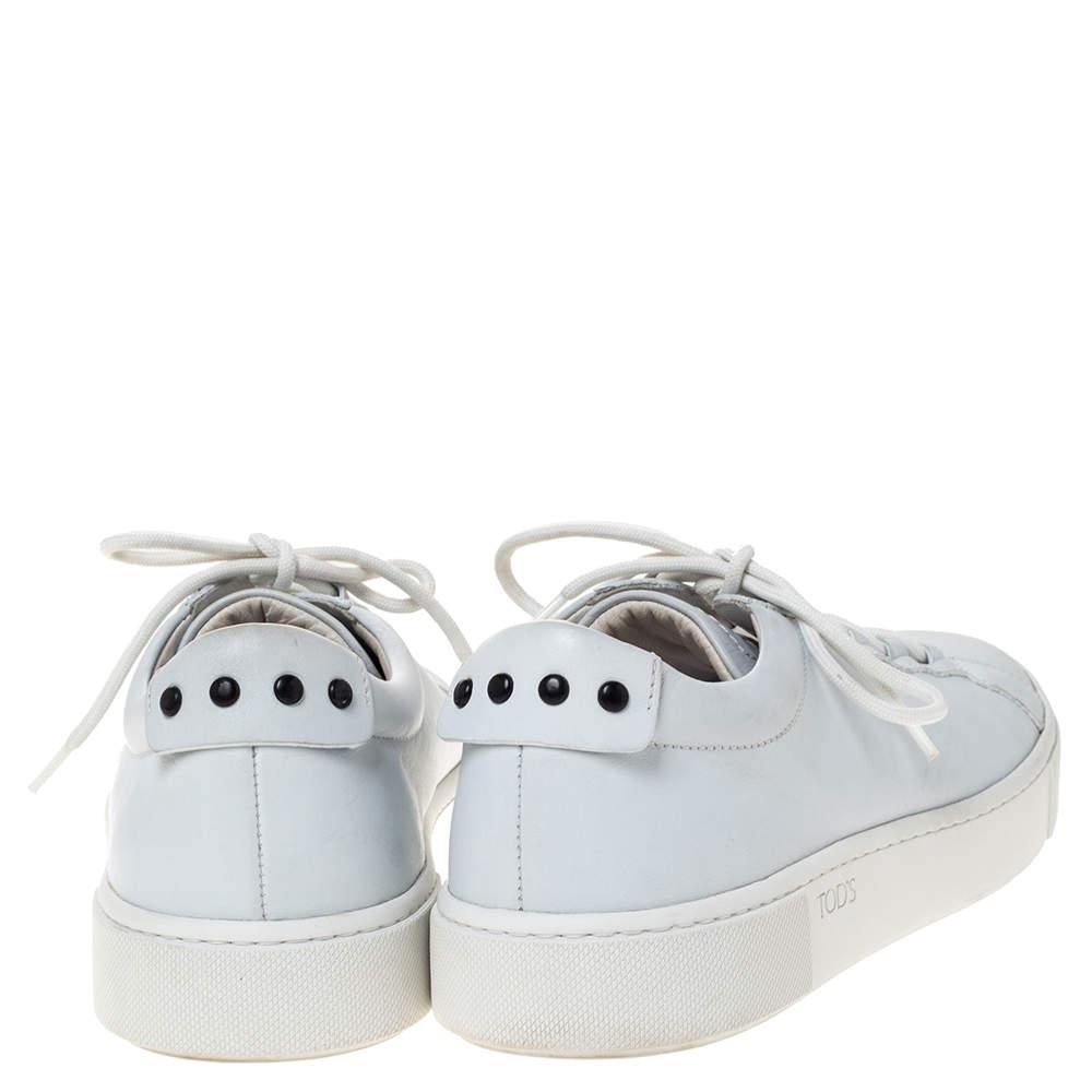 商品[二手商品] Tod's|Tod's White Leather Low Top Lace Up Sneakers Size 39.5,价格¥1164,第7张图片详细描述