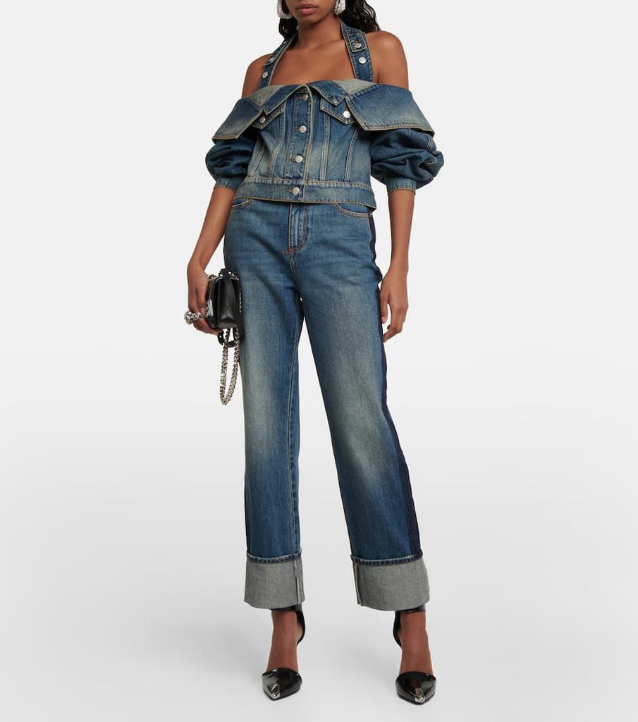 商品Alexander McQueen|High-waist straight-leg cropped jeans,价格¥6912,第4张图片详细描述
