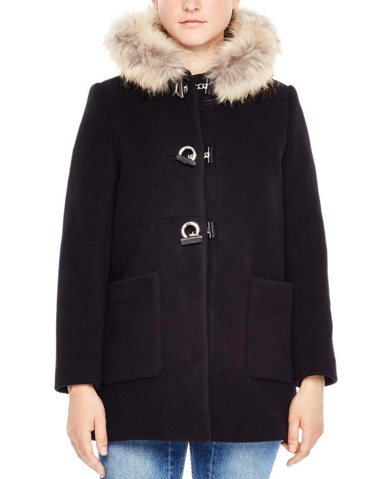 商品Sandro|Lucka Fur-Trimmed Coat ,价格¥3247,第1张图片