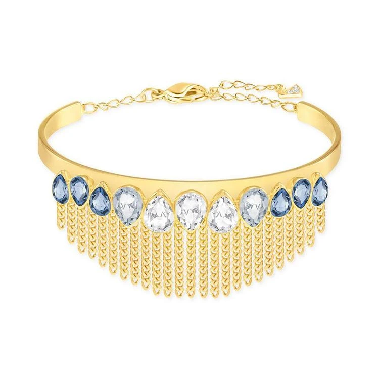 商品Swarovski|Gold-Tone Blue & Clear Crystal Fringed Bangle Bracelet,价格¥1265,第1张图片