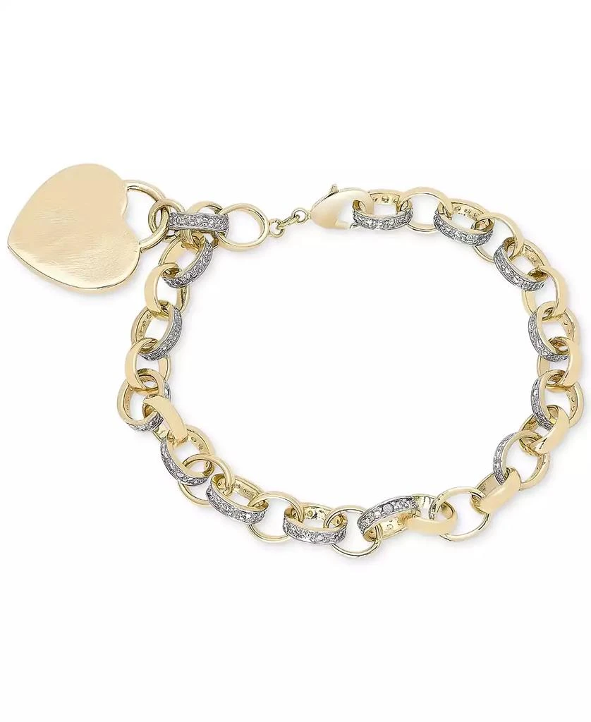 商品Macy's|Diamond Accent Heart Tag Chain Bracelet 7",价格¥188,第1张图片