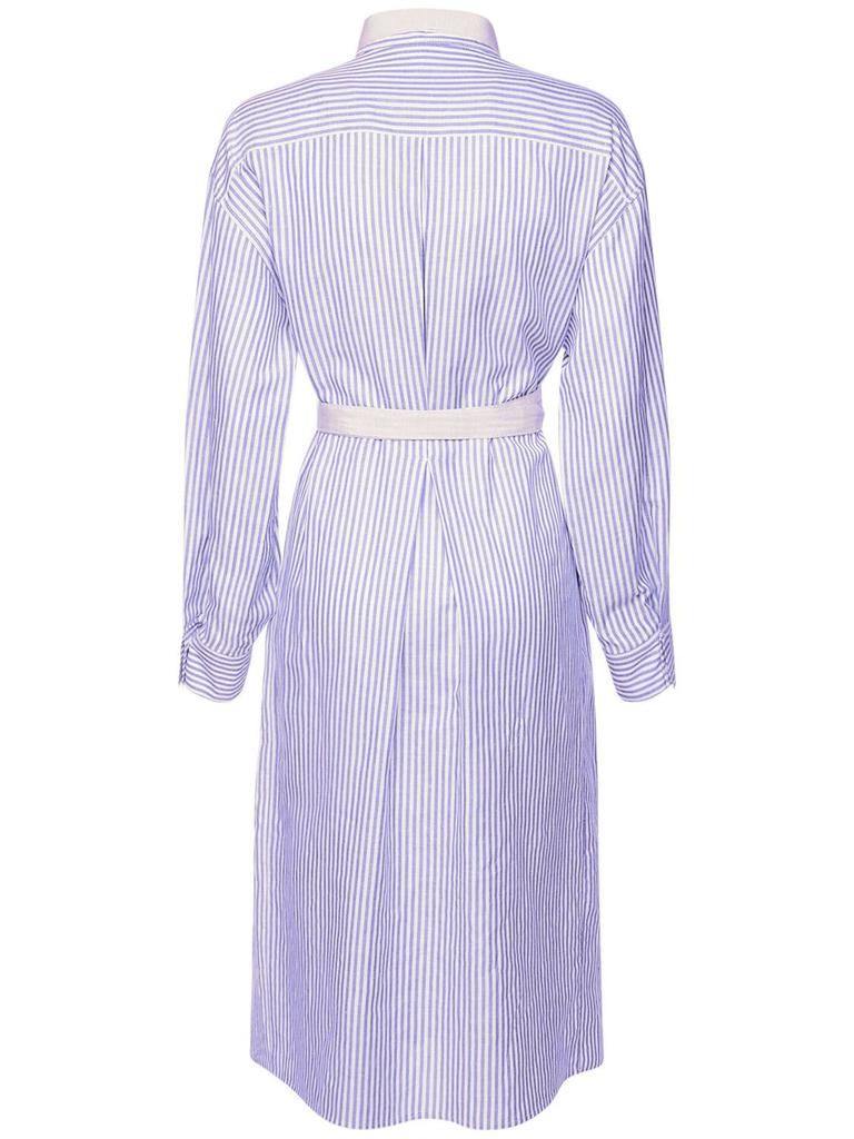Cotton Blend Shirt Dress W/ Belt商品第4张图片规格展示