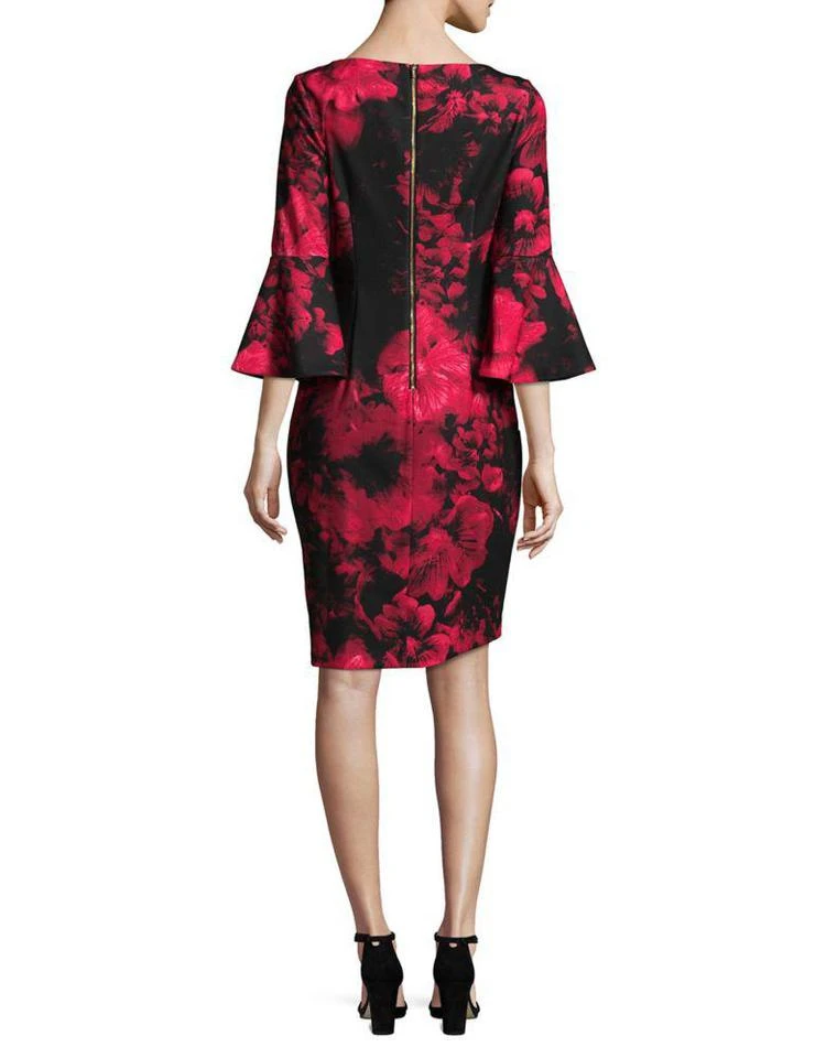 商品Calvin Klein|Floral Bell-Sleeve Sheath Dress,价格¥688,第3张图片详细描述