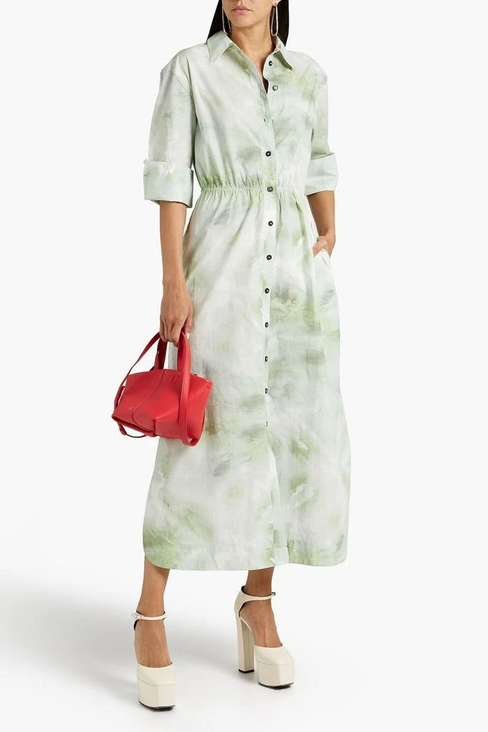 商品Ganni|Tie-dyed organic cotton-poplin maxi shirt dress,价格¥1110,第2张图片详细描述