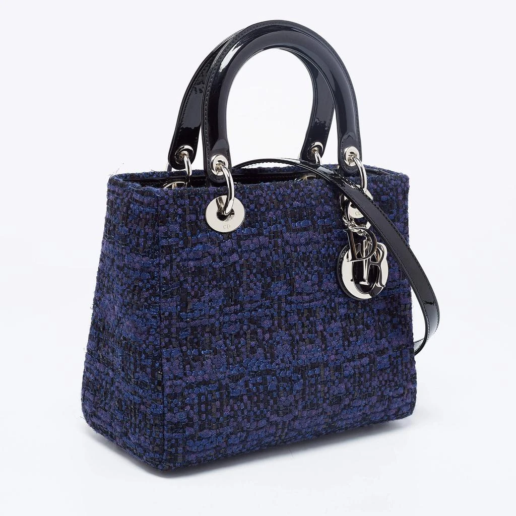 商品[二手商品] Dior|Dior Blue Tweed and Leather Medium Lady Dior Tote,价格¥11763,第3张图片详细描述