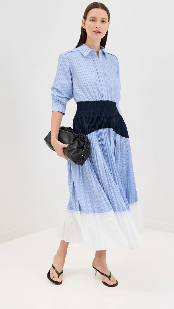 商品SIMKHAI|Jenella Pleated Combo Midi Dress,价格¥3655,第1张图片
