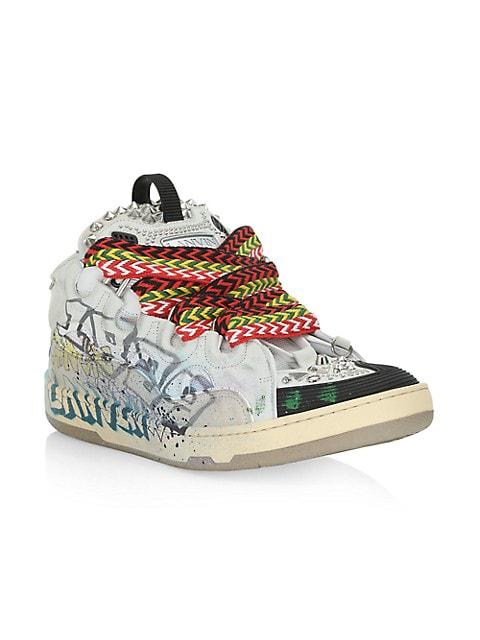 Graffiti Curb Leather Sneakers商品第2张图片规格展示