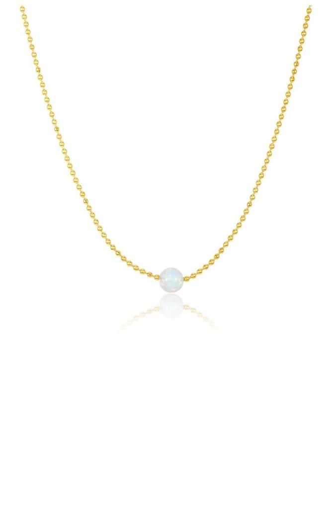 商品Sterling Forever|14K Yellow Gold Vermeil Lab Created Opal Pendant Necklace,价格¥312,第2张图片详细描述