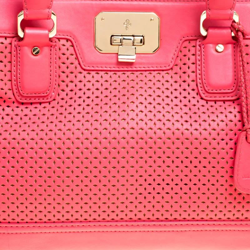 商品[二手商品] Cole Haan|Cole Haan Pink Laser Cut Leather Vintage Valise Novelty Kendra Tote,价格¥872,第5张图片详细描述