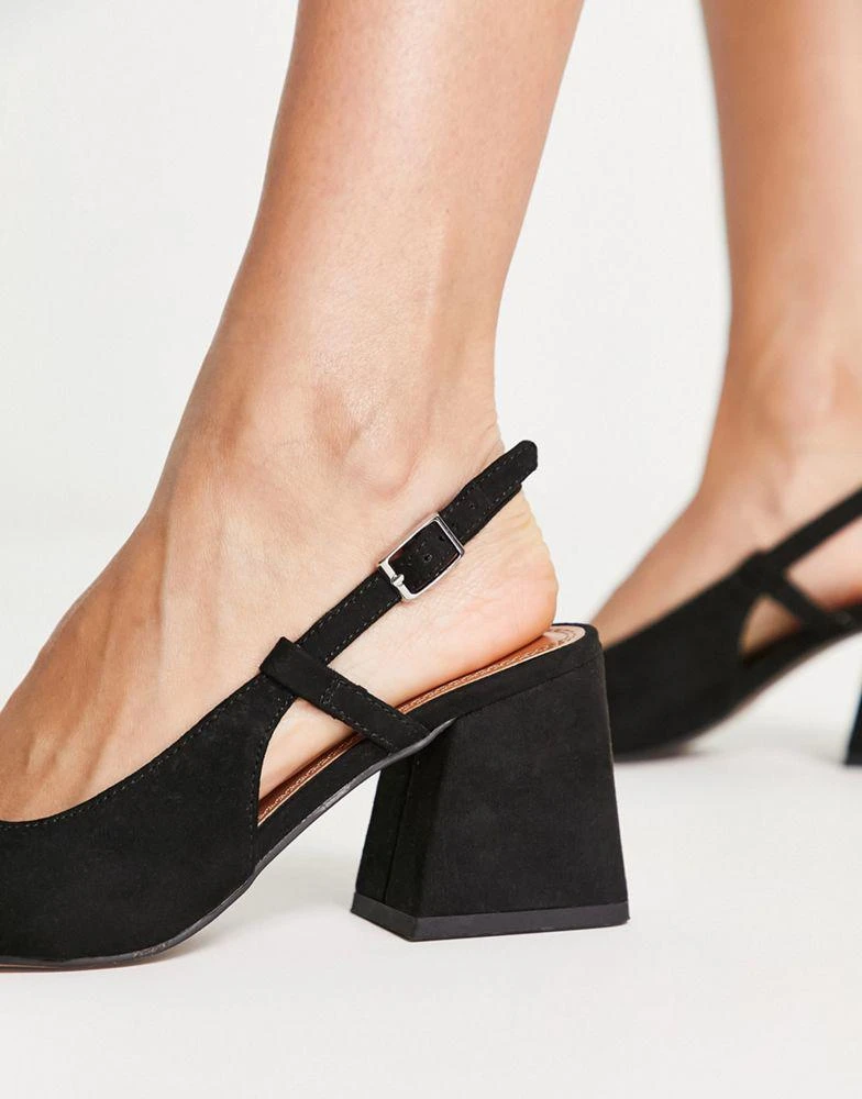 商品ASOS|ASOS DESIGN Sydney slingback mid block heeled shoes in black,价格¥196,第2张图片详细描述