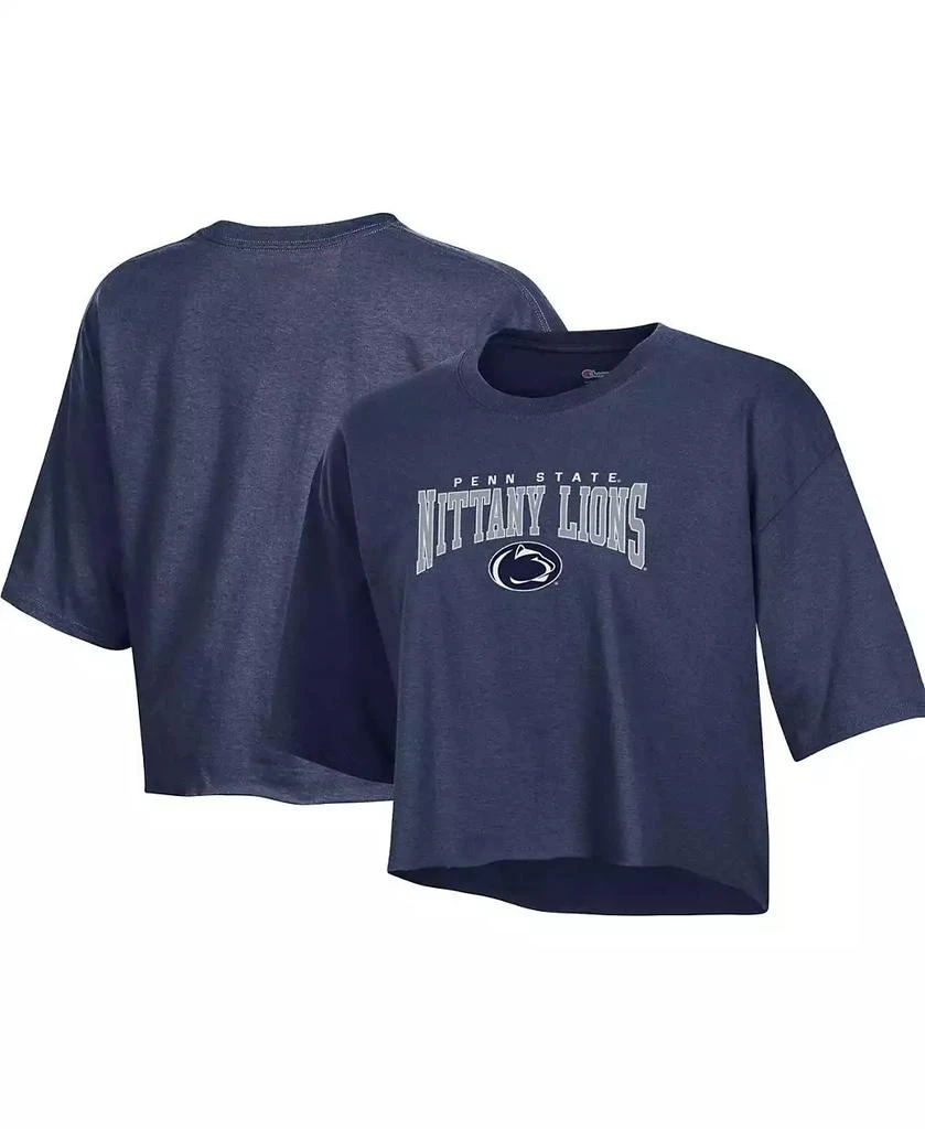 商品CHAMPION|Women's Heather Navy Penn State Nittany Lions Boyfriend Cropped T-shirt,价格¥233,第1张图片