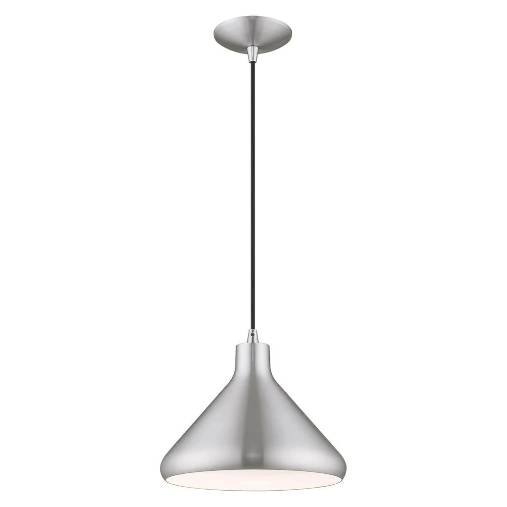 商品Livex Lighting|One Light Brushed Aluminum Mini Pendant,价格¥956,第4张图片详细描述