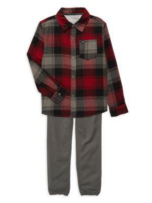 商品Calvin Klein|Little Boy's 2-Piece Shirt & Joggers Set,价格¥210,第1张图片