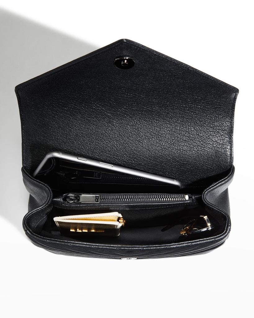 College Medium Monogram YSL V-Flap Crossbody Bag - Black Hardware商品第5张图片规格展示