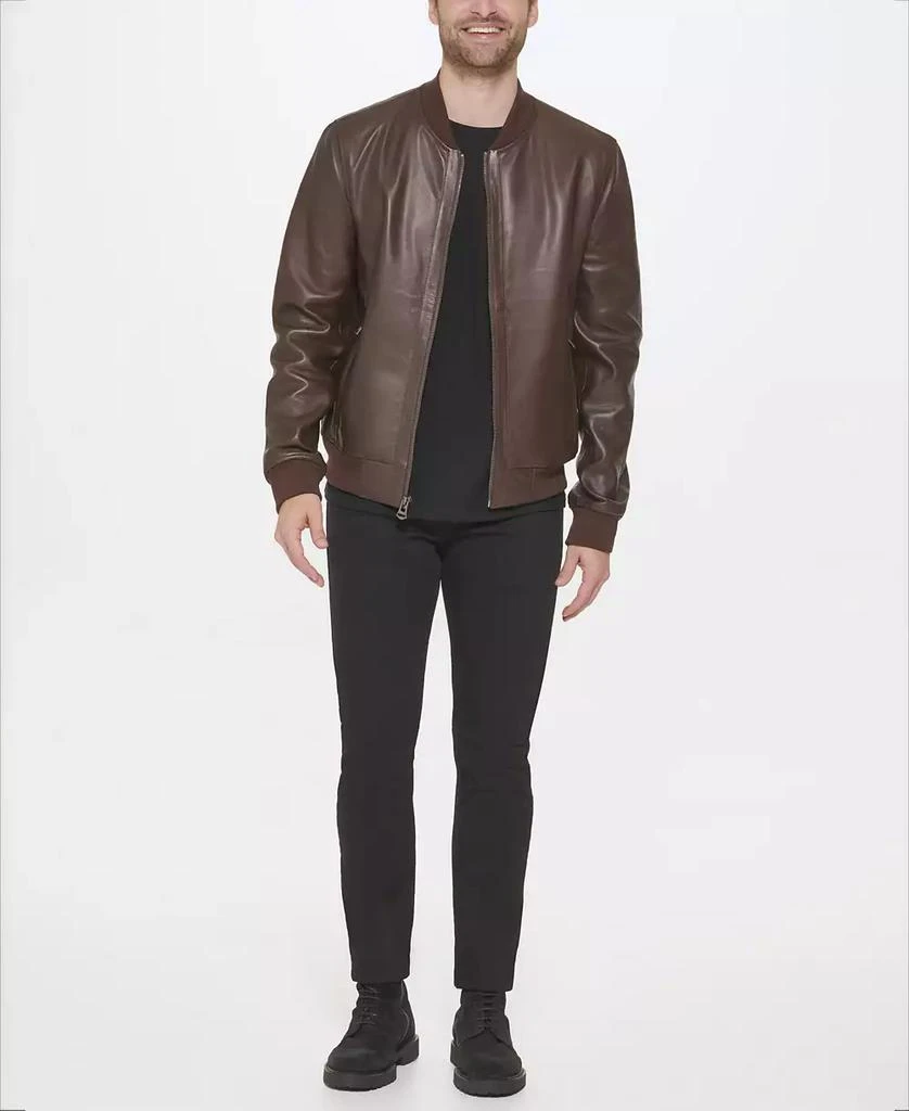 商品Cole Haan|Men's Bonded Leather Varsity Jacket,价格¥2087,第1张图片