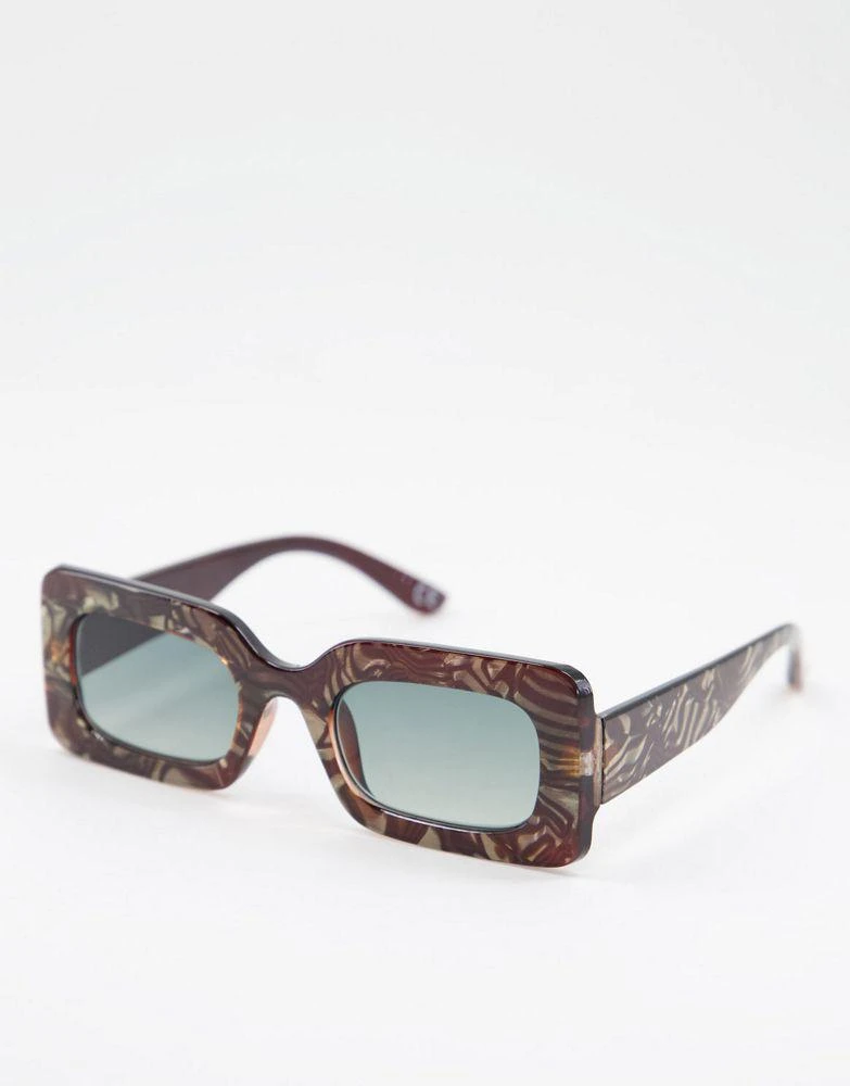 商品ASOS|ASOS DESIGN mid square sunglasses in brown acetate transfer  - BROWN,价格¥45,第1张图片