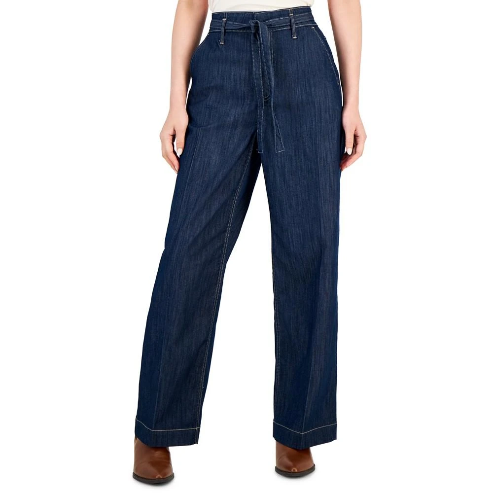 商品Tommy Hilfiger|Women's Tie-Belt Wide-Leg Denim Jeans,价格¥524,第1张图片