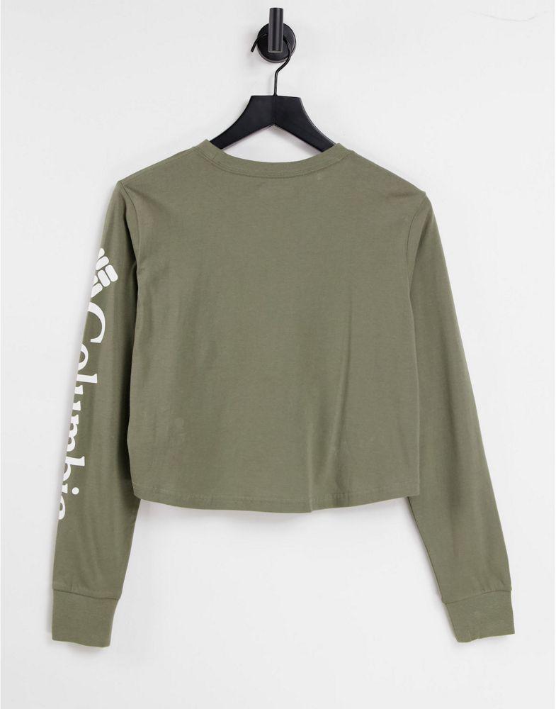 商品Columbia|Columbia North Cascades long sleeve cropped t-shirt in green Exclusive at ASOS,价格¥242,第4张图片详细描述