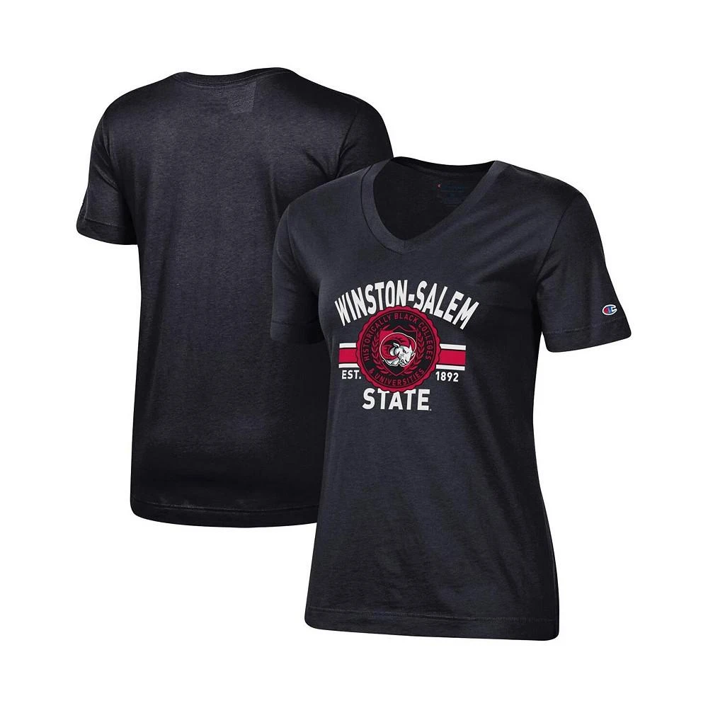 商品CHAMPION|Women's Black Winston-Salem State Rams Primary Logo V-Neck T-shirt,价格¥207,第1张图片